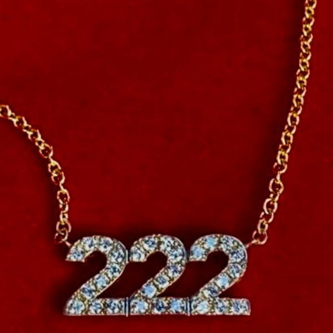 The 222 necklace in solid gold and diamonds by Paulina jewelry