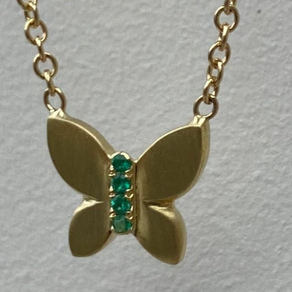 The JJ butterfly made by hand in solid  18K gold and Emeralds   www.pauilnajewelry.com