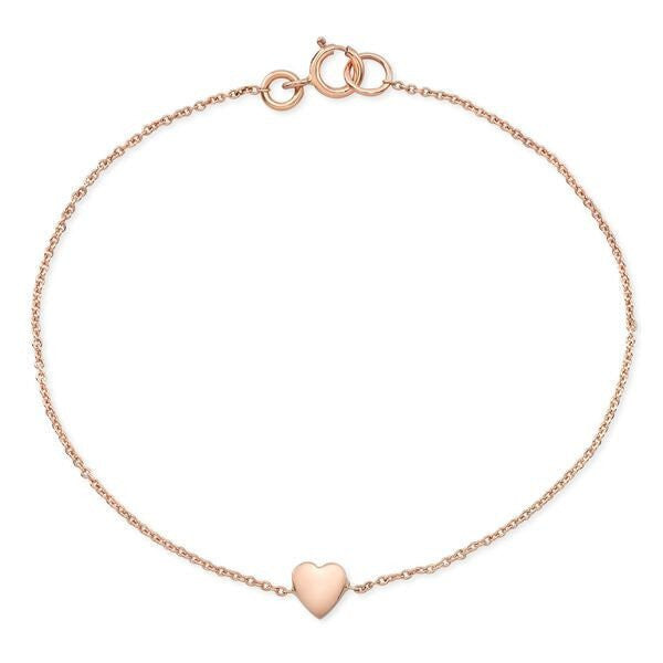 The Heart bracelets are made by hand in solid 14k gold and 14k Italian gold chains. Available in solid, rose, yellow an white gold. Also available with diamonds. Made by hand in USA. 