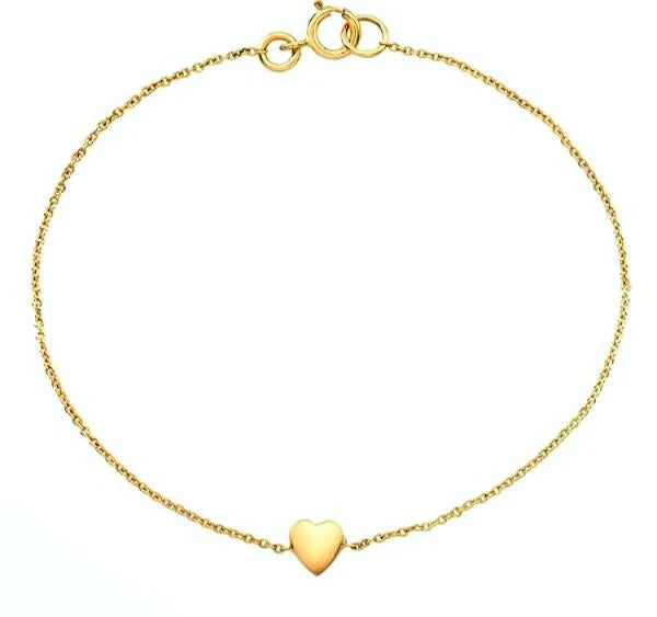 Heart Bracelets In Solid 14K Gold and 14K Italian gold chains