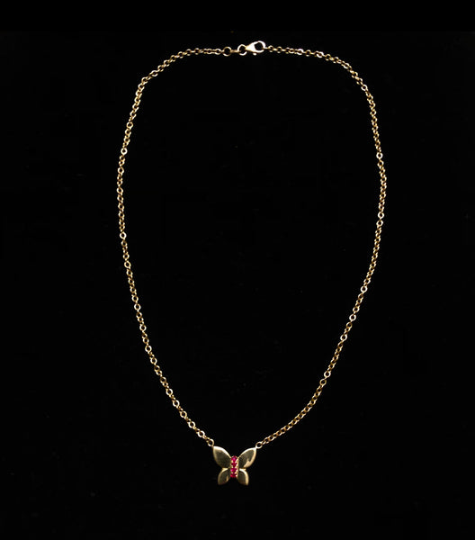 The JJ Butterfly Necklace In Solid 18K Gold And Diamonds