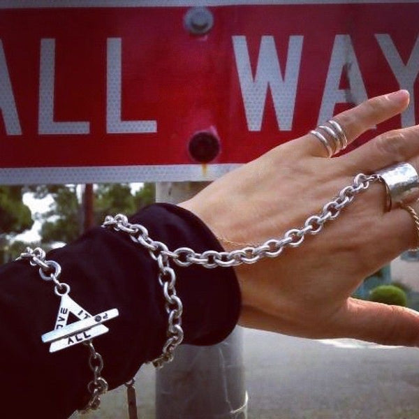 bracelets and ring bracelets crafted by hand in solid sterling silver and Italian sterling silver chains