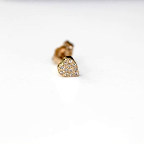 Heart Studs In Solid 18K Gold and Diamonds