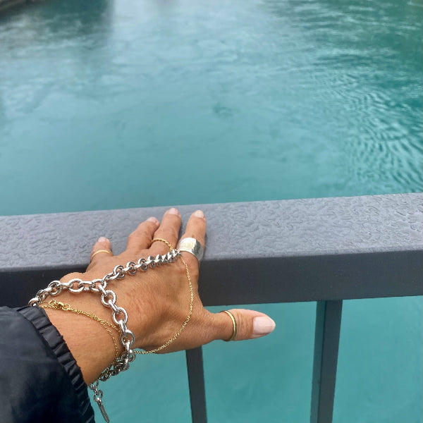 Paulina Ring bracelet, made by hand with solid Italian sterling silver chains