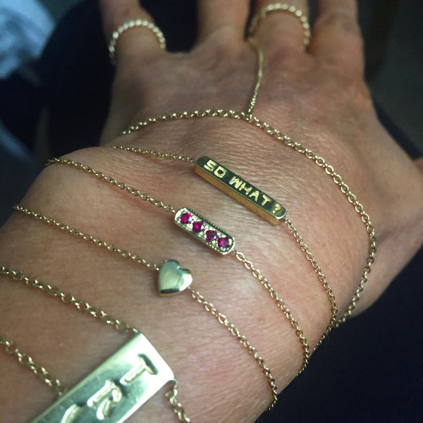 bracelets crafted by hand in solid gold and stones by Paulina jewelry