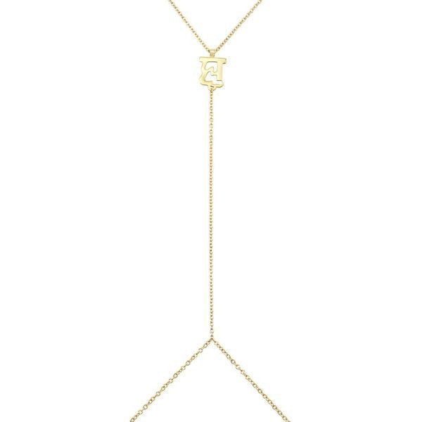 The HU body chain is made by hand in solid gold and Italian gold chains. Made by hand and to order in USA. Also available in solid silver. Free shipping on all domestic orders. www.paulinajewelry.com