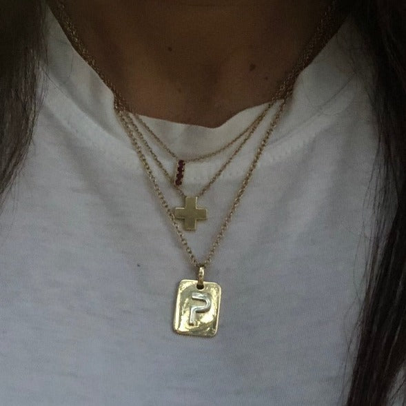 Initials dog tags in solid 18k by Paulina Jewelry