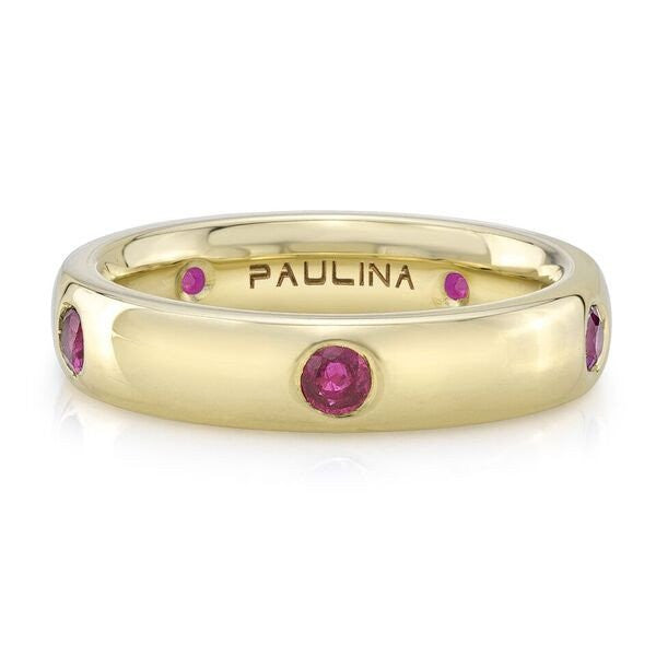 The Ruby ring is made by hand in solid 18K gold & Burmese rubies, the "Pigeon Blood" color. Available in solid rose, yellow and white gold. Made by hand in USA. Free shipping within the US.