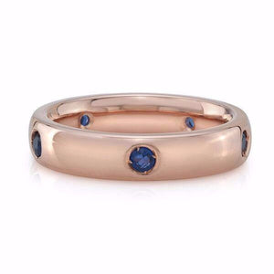 The sapphire ring is made by hand in solid 18k gold and Ceylon sapphires. Available in solid rose, yellow and white gold. Made by hand in USA. Free shipping in all domestic orders