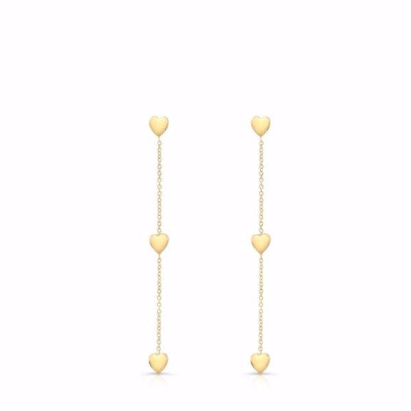 The Devin Blue earrings are made by hand in solid gold and Italian gold chains. Available in solid rose, yellow and white gold. Made by hand in USA. 
