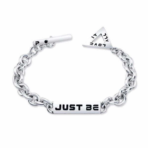 The ALEX double sided ID tag bracelet is made by hand in solid sterling silver and solid Italian sterling silver chains. The tag is embellished with a black diamond. Made by hand in U.S.A. Among available ones are : JUST BE/ LOVE...BREATHE/ PEACE...UPWARD/ONWARD....FORGIVE/FORGET...LET GO/ LET GOD...I AM/ DIVINE etc...also available in solid 18k gold. . Expected shipping :3-5 business days. www.paulinajewelry.com