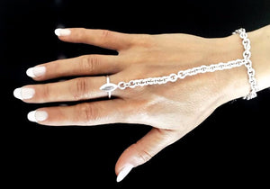 The Vero ring bracelet is made by hand in solid sterling silver and Italian silver chains. Made by hand in USA. www.paulinajewelry.com