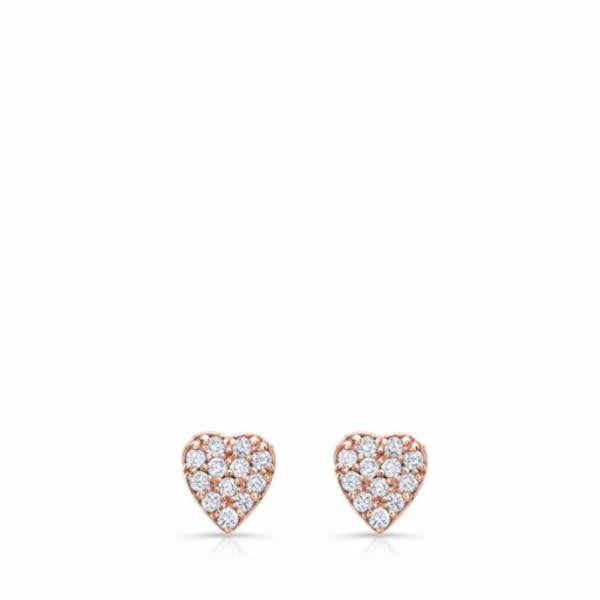 Dainty diamond heart studs made by hand in solid 18K gold and brilliant diamonds. Available in solid 18k rose, yellow and white gold. Made by hand in USA. Expected shipping : 3-5 business days.