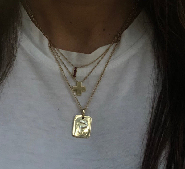 Initials dog tags in solid 18k by Paulina Jewelry