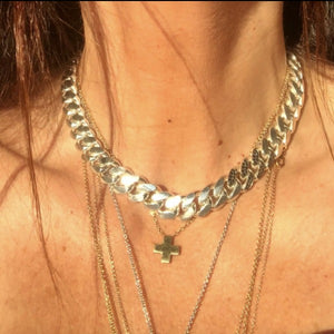 Paulina jewelry - Choker with Italian sterling silver chains and black diamonds