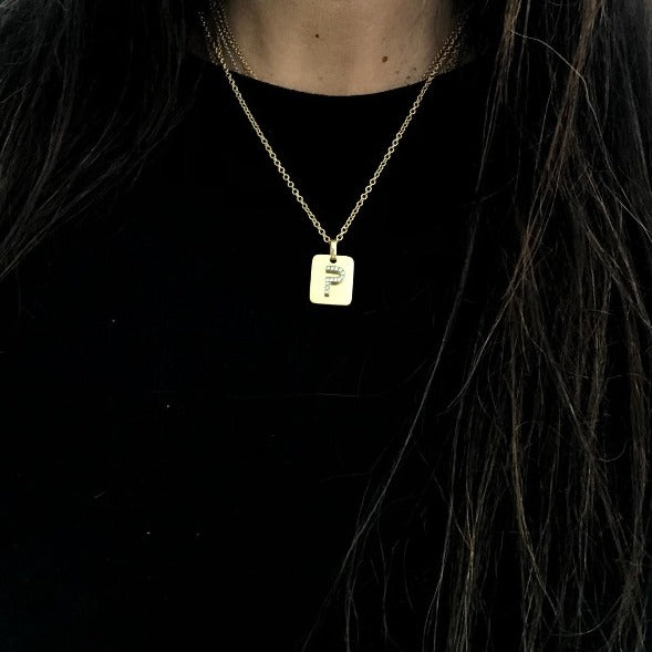Paulina jewelry- ID tag necklaces in solid 18K gold