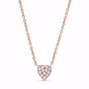 Dainty heart necklaces made by hand in solid 18k gold, 18K Italian gold chains and diamonds. Available in solid 18K rose, yellow and white gold. Made by hand in U.S.A. Expected shipping 3-5 business days.