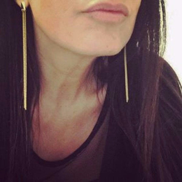 The Justine earrings are made by hand in solid 14k gold & Italian gold chains. The length of the chains is 5 inches long. They are available in solid rose, yellow and white gold and also in 18K and with diamonds. Made by hand in USA. Free shipping on all domestic orders. www.paulinajewelry.com