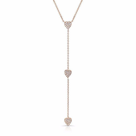 The Devin Blue lariat is made by hand in solid 18K gold, Italian gold chains and 36 brilliant diamonds. Available in rose, yellow and white gold. Made by hand in USA